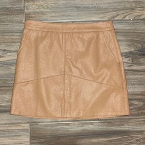 Tan Leather Mini Skirt